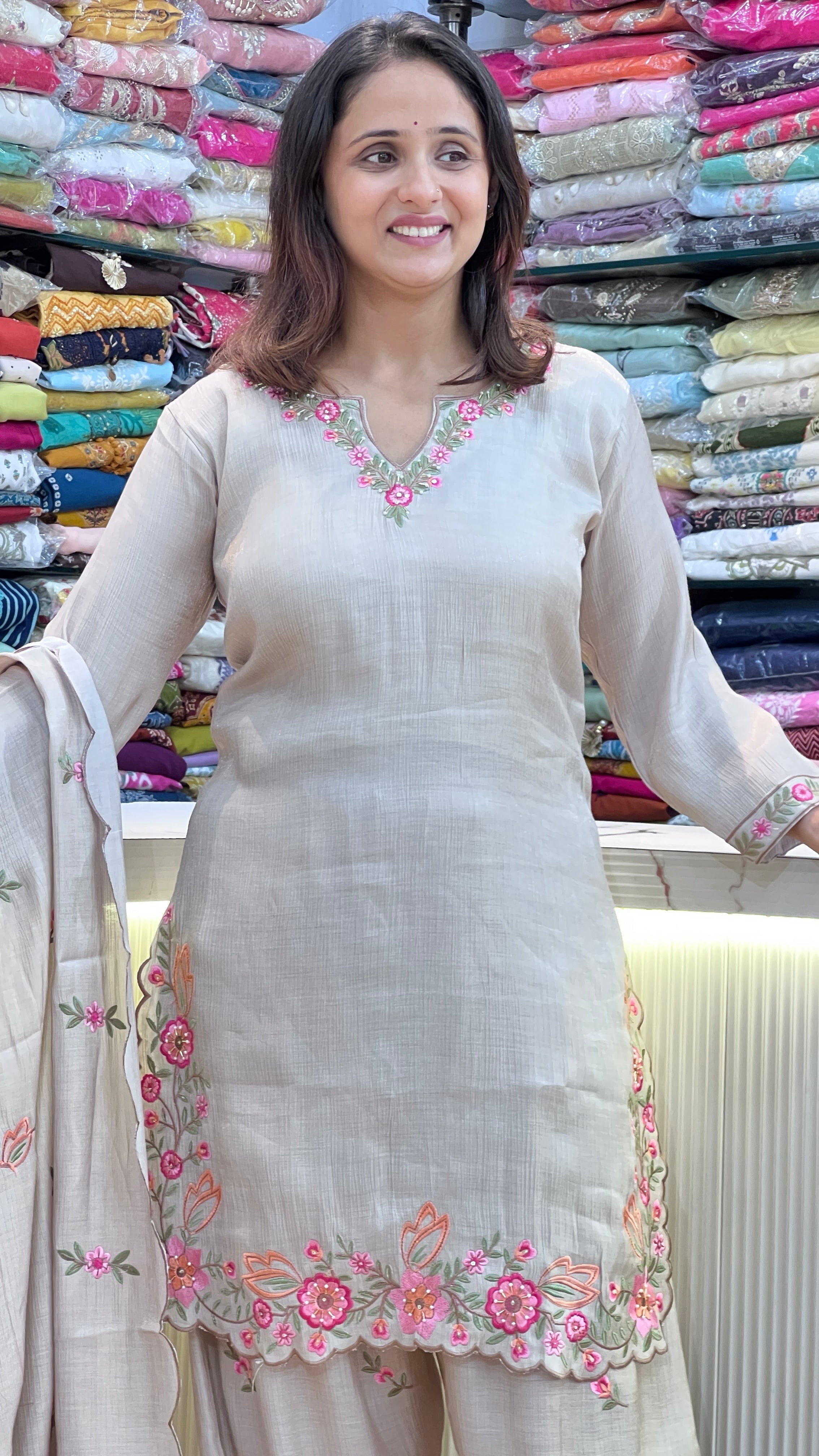 Premium coral silk farshi suit ( ym 63867 )