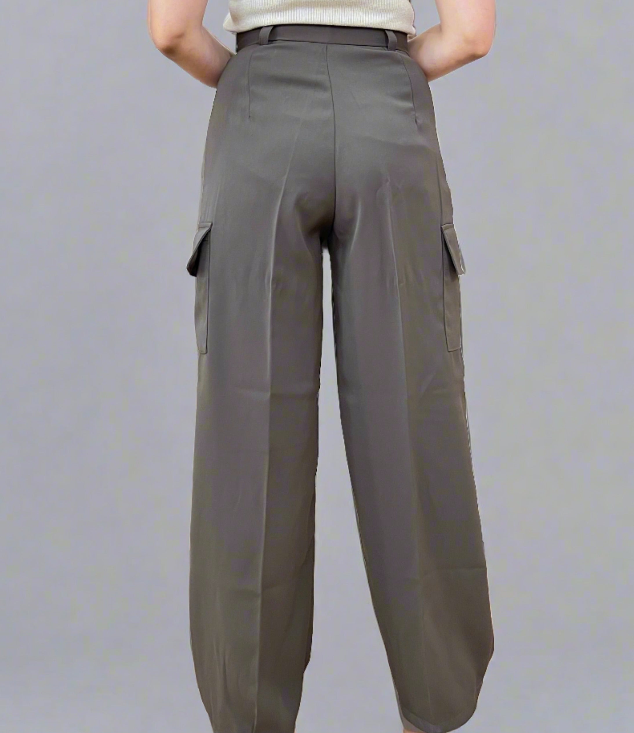High waist wide leg trousers