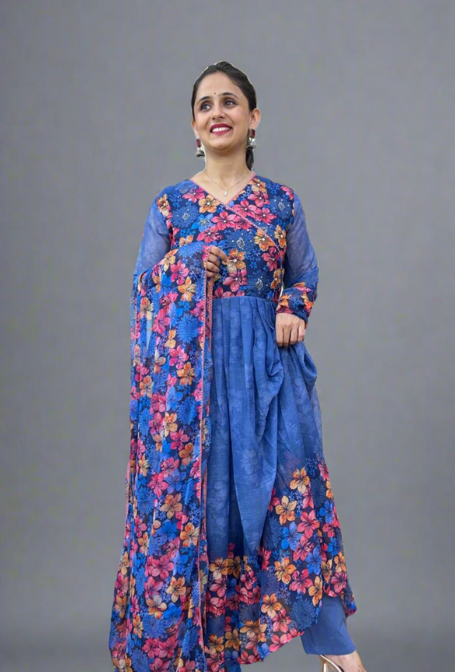 Printed Anarkali Suit ( Chiffon)