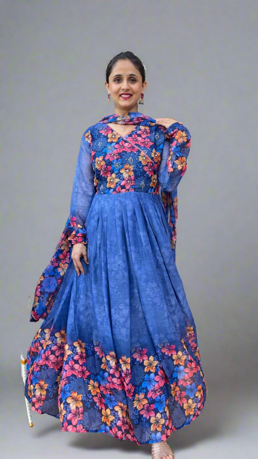 Printed Anarkali Suit ( Chiffon)