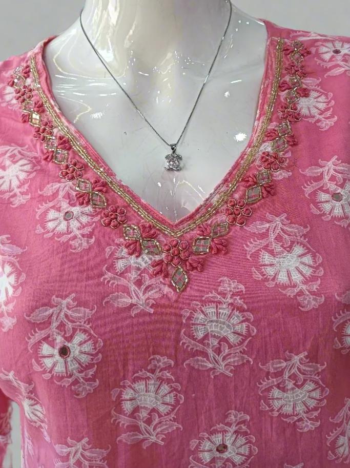 v neck cotton short kurta