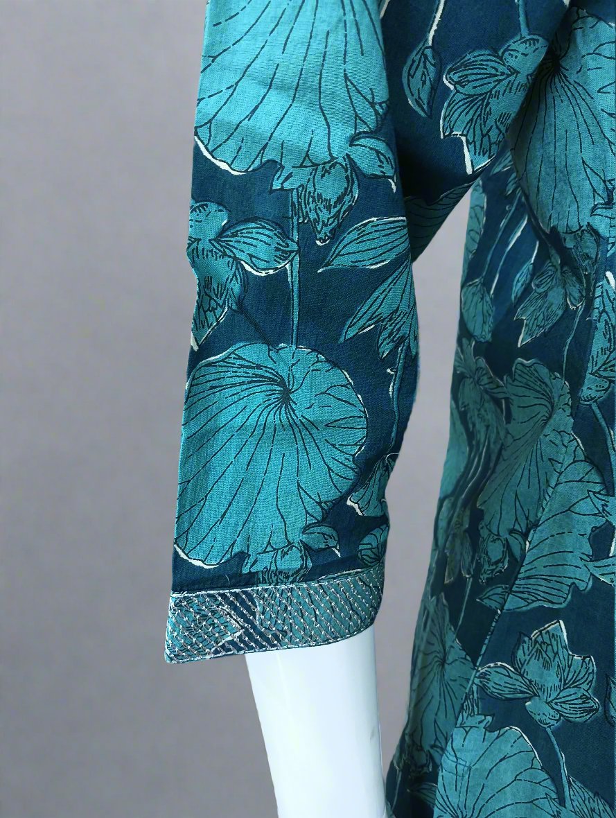 flower print pure cotton short kurta