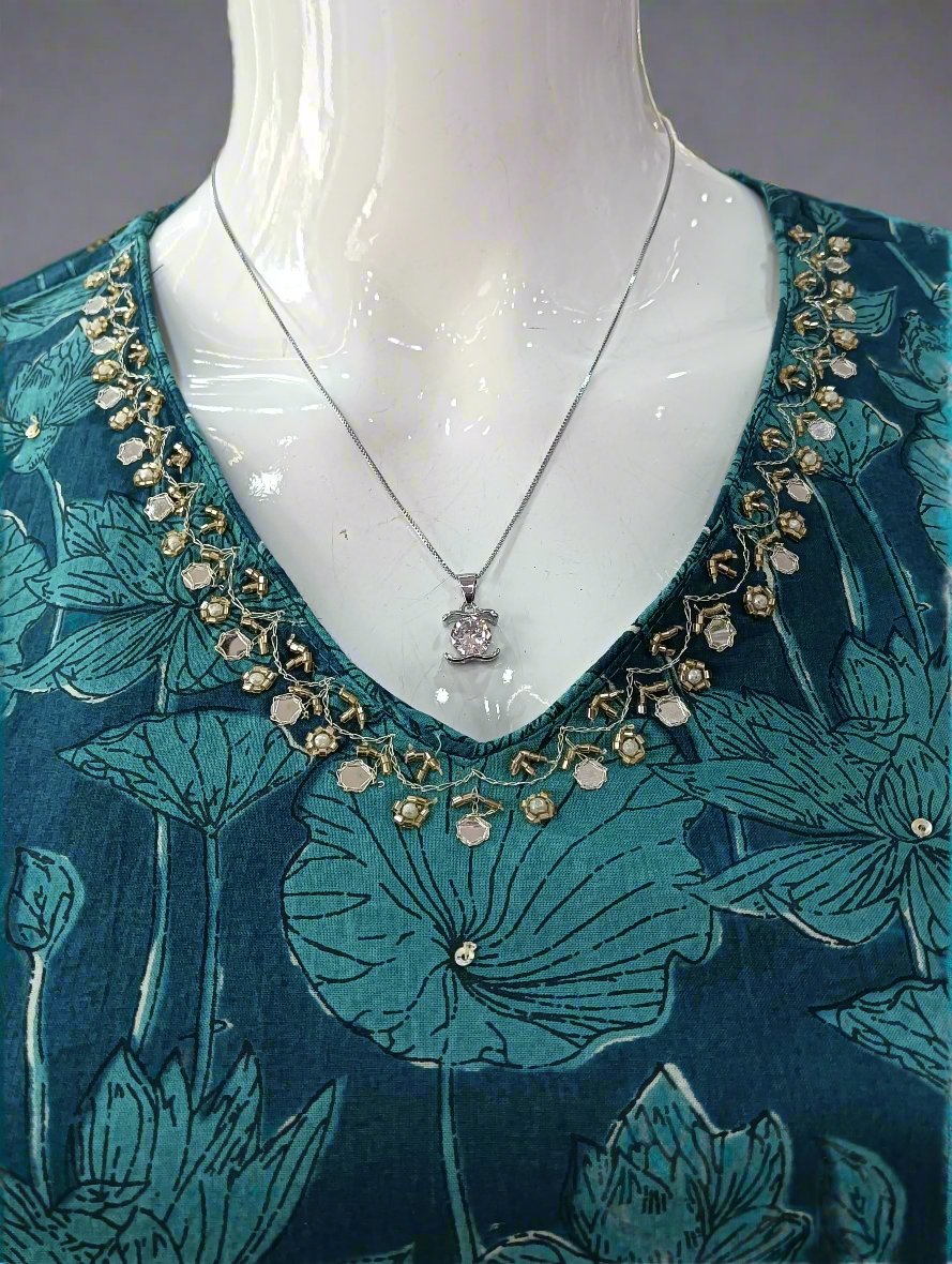 flower print pure cotton short kurta