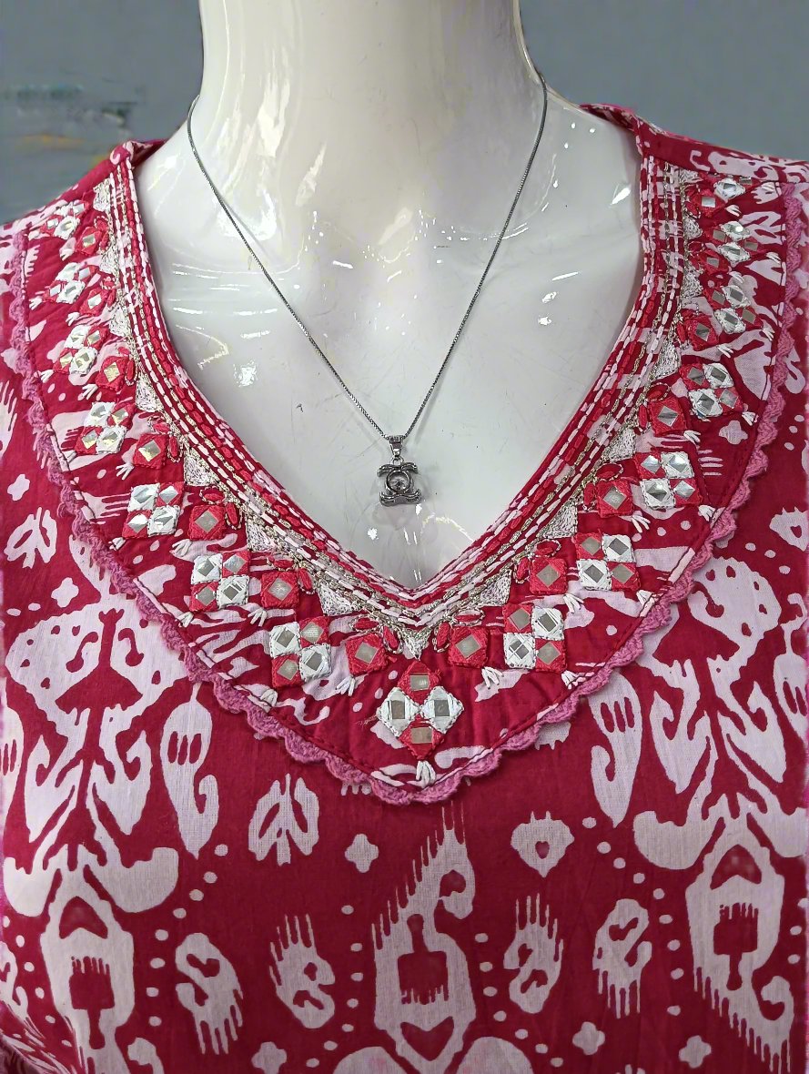 pure cotton ikkat print short kurta