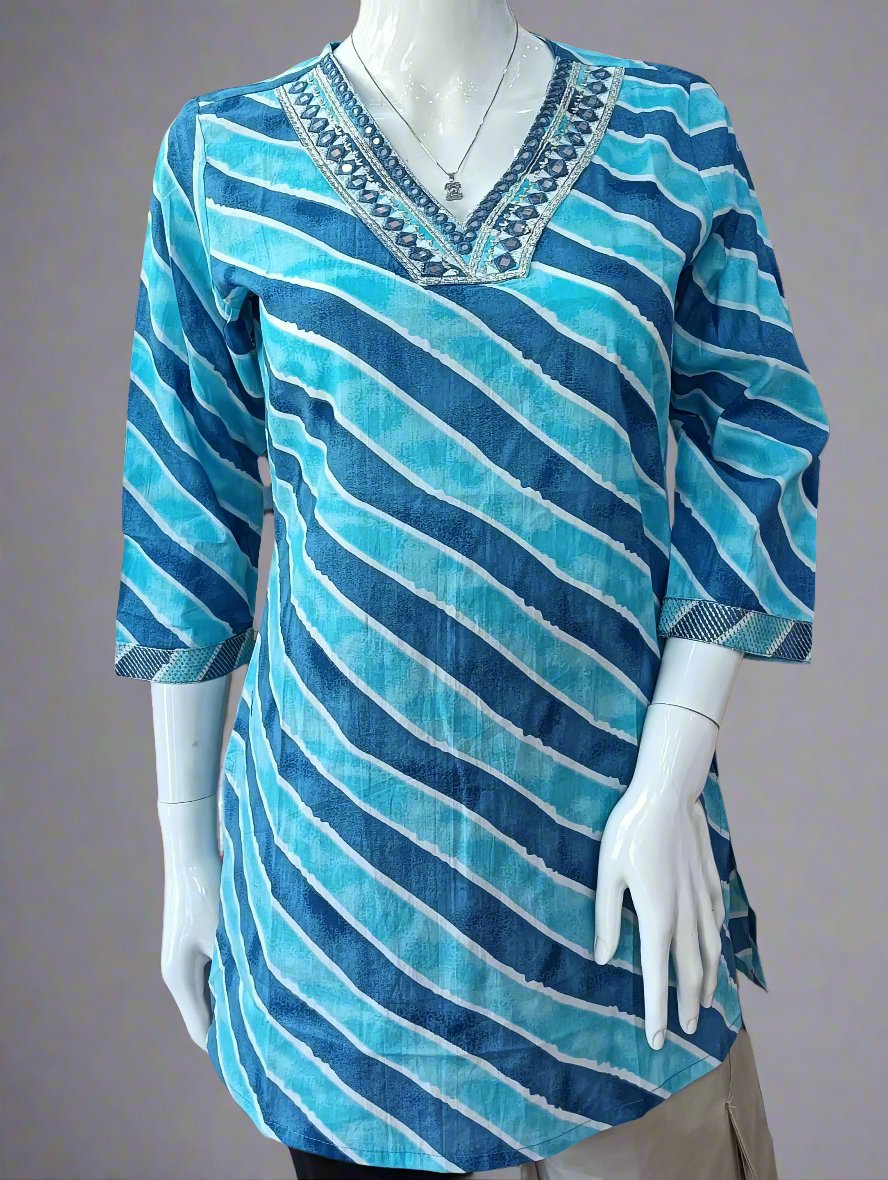 lehriya v neck short kurta