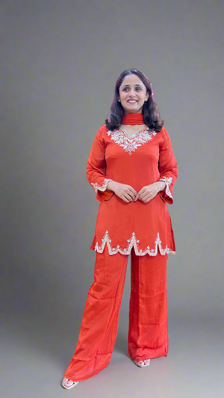 Hand work plazo suit