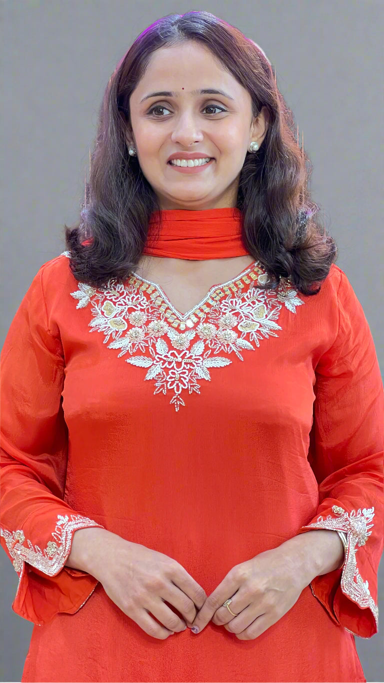 Hand work plazo suit