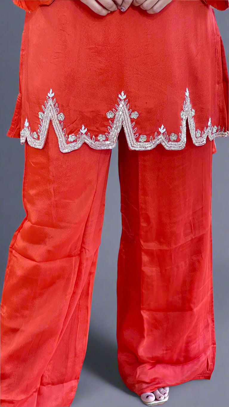 Hand work plazo suit