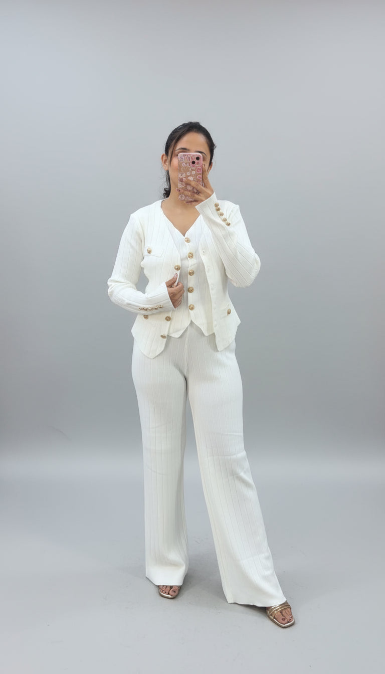 Three piece woolen cord set