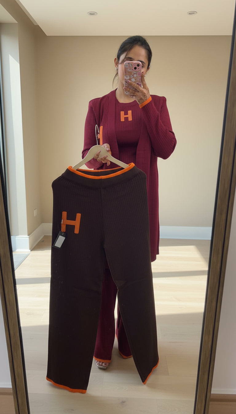 H woolen cord set ( 3 piece cord )