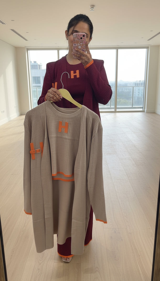 H woolen cord set ( 3 piece cord )