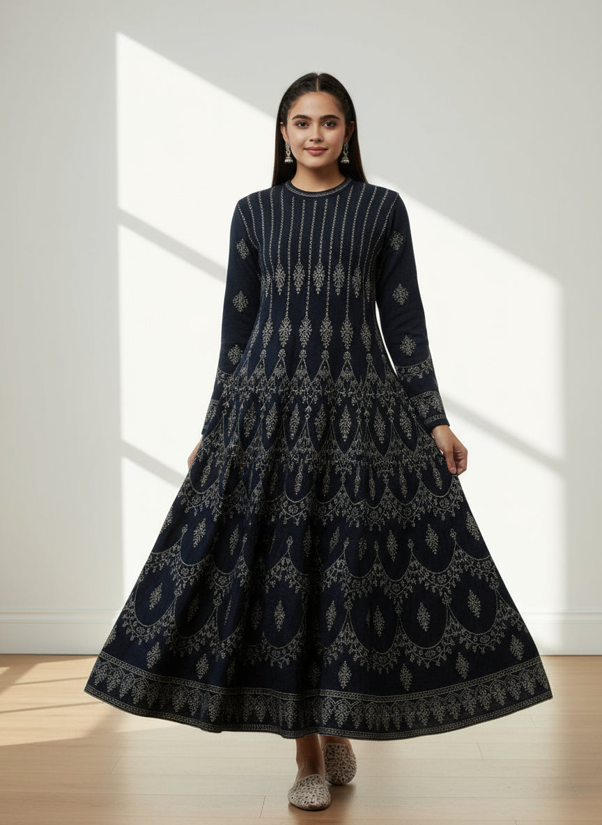 Pure wool anarkali one piece