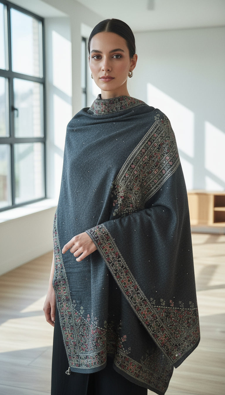 Premium wool kashmiri weaving stole (5525)