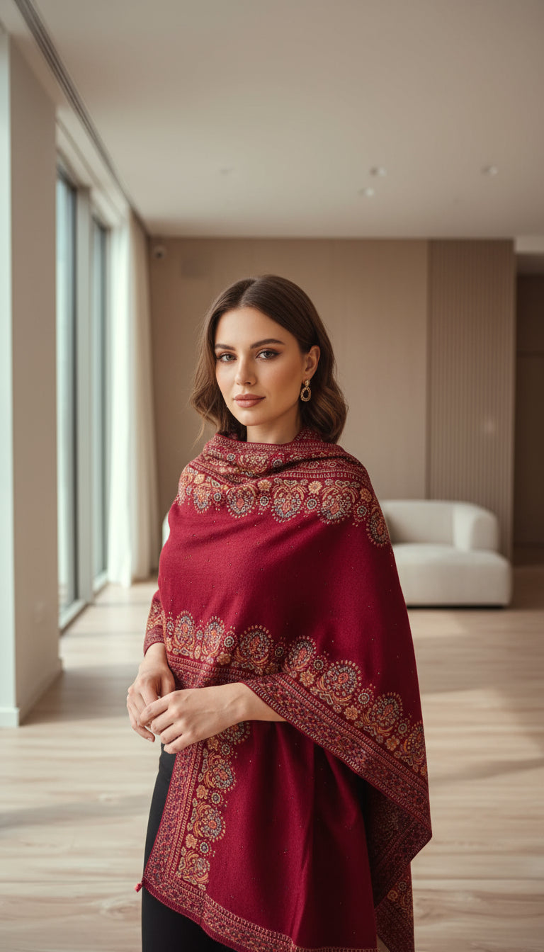 Premium wool kashmiri weaving stole (5514)