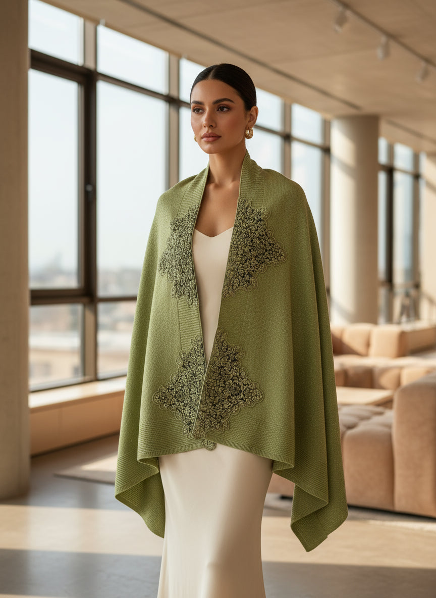 Embroidered ponchu Stole