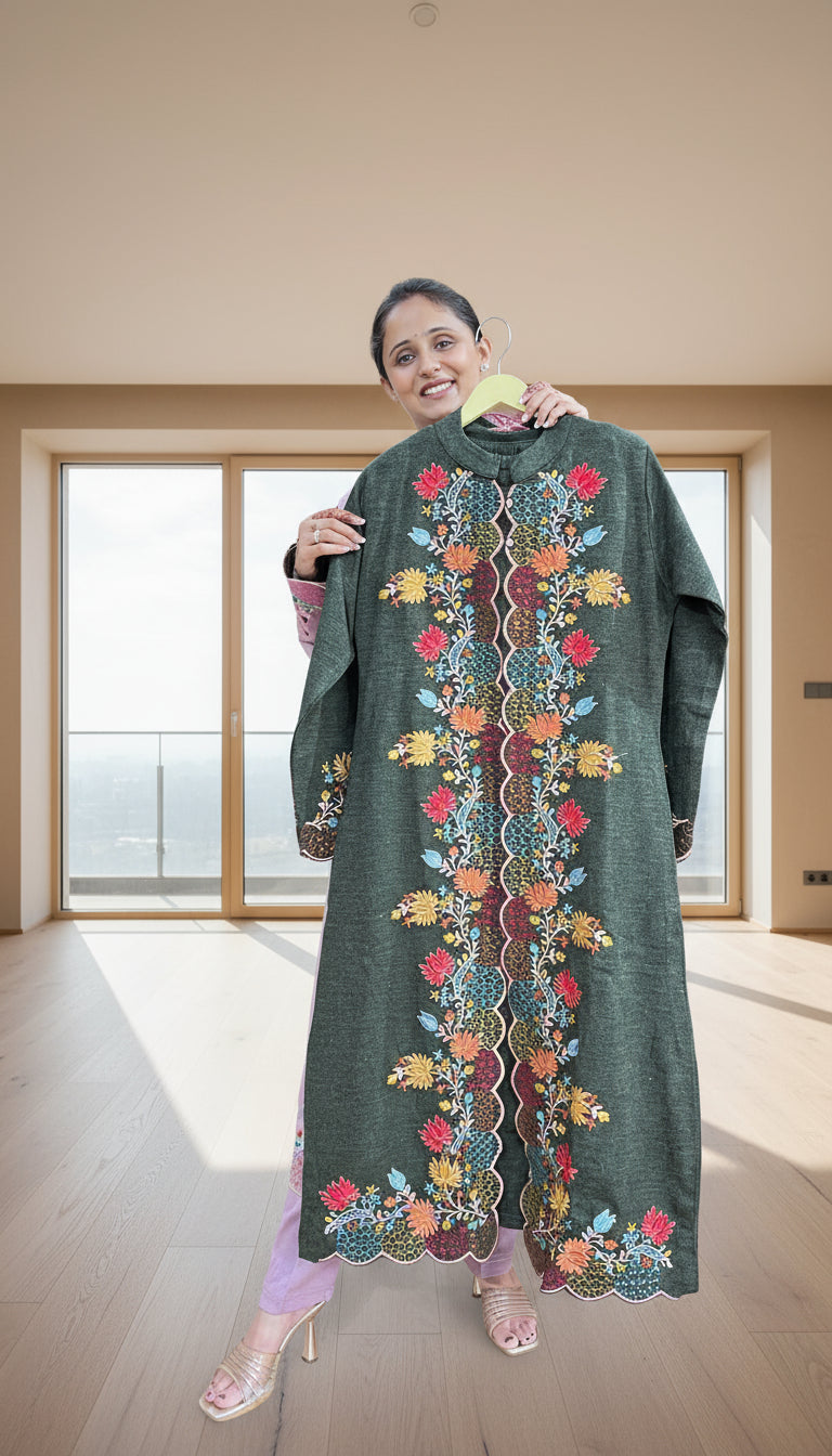 Embroidered shrug 3 piece set (9062)