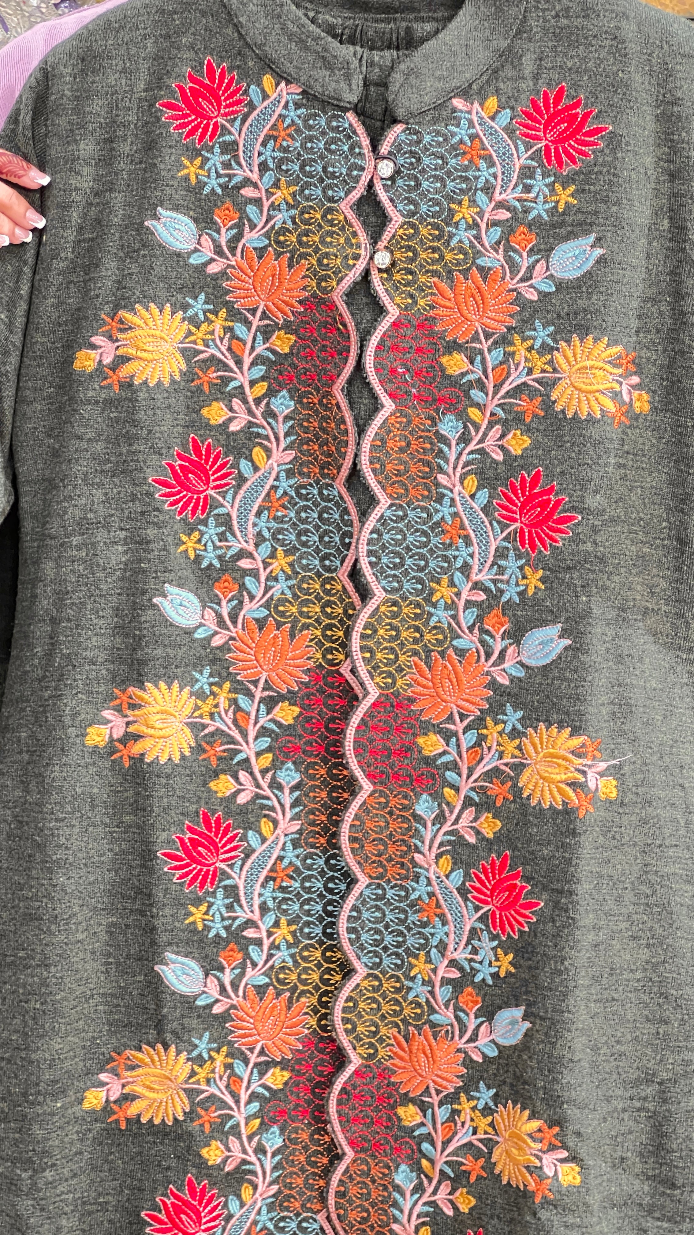 Embroidered shrug 3 piece set (9062)