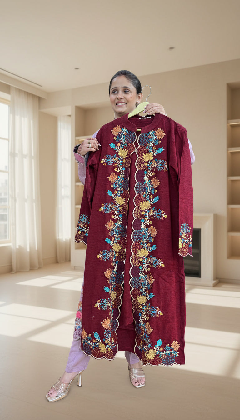 Embroidered shrug 3 piece set (9062)