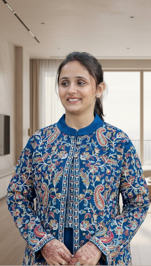 embroidered shrug cord set ( 3 piece )