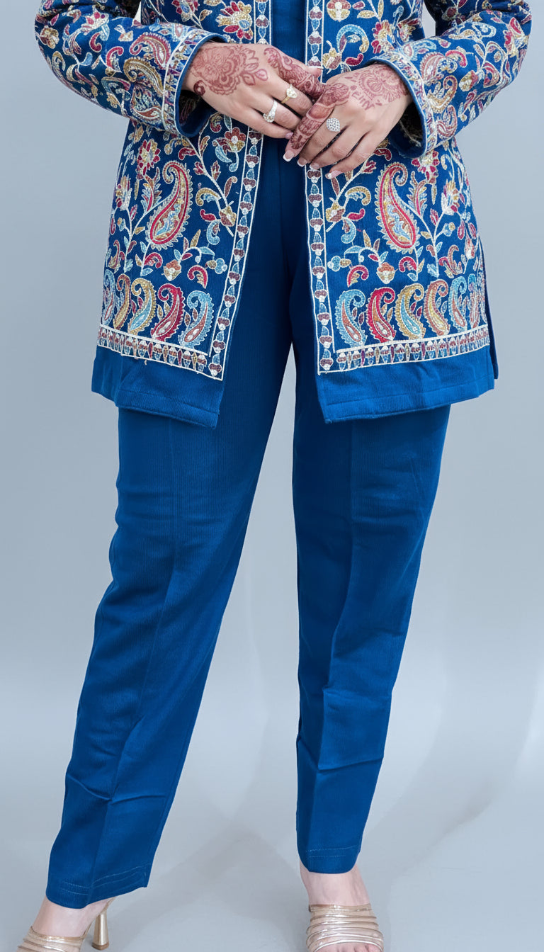 embroidered shrug cord set ( 3 piece )