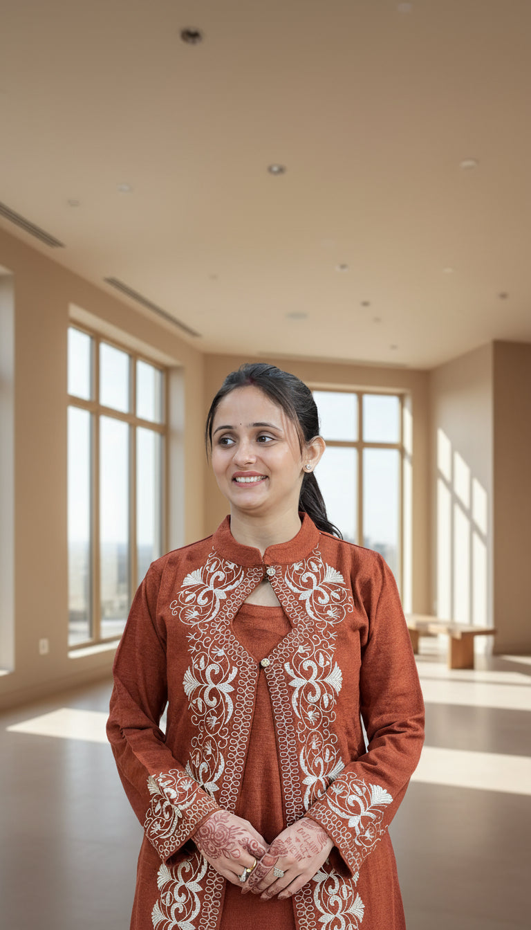 embroidered shrug cord set (3 piece)