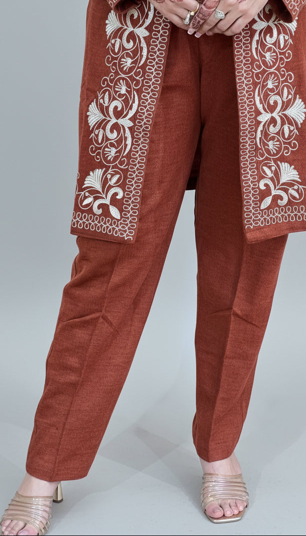 embroidered shrug cord set (3 piece)