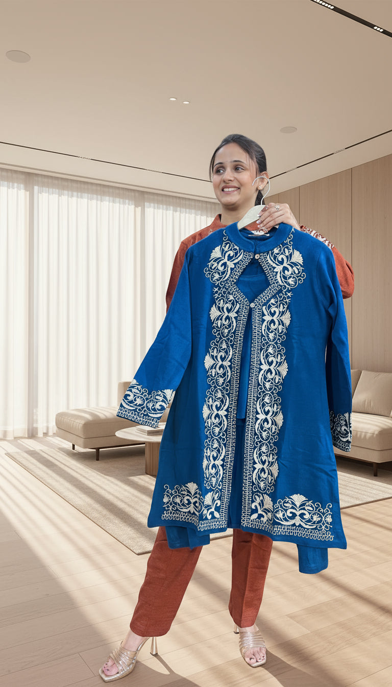 embroidered shrug cord set (3 piece)