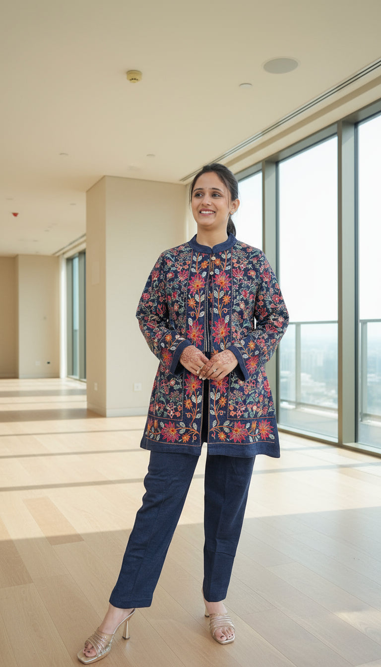 Embroidered woolen cord set (3 piece)