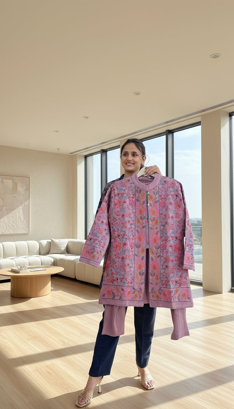 Embroidered woolen cord set (3 piece)