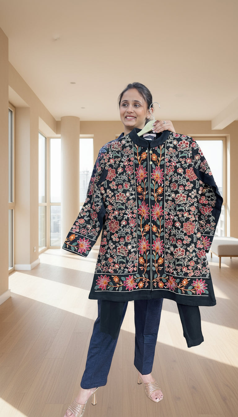 Embroidered woolen cord set (3 piece)