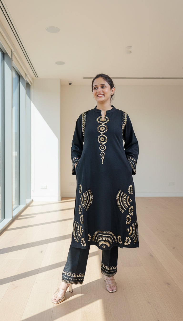 Premium daffodil embroidered 2 piece set