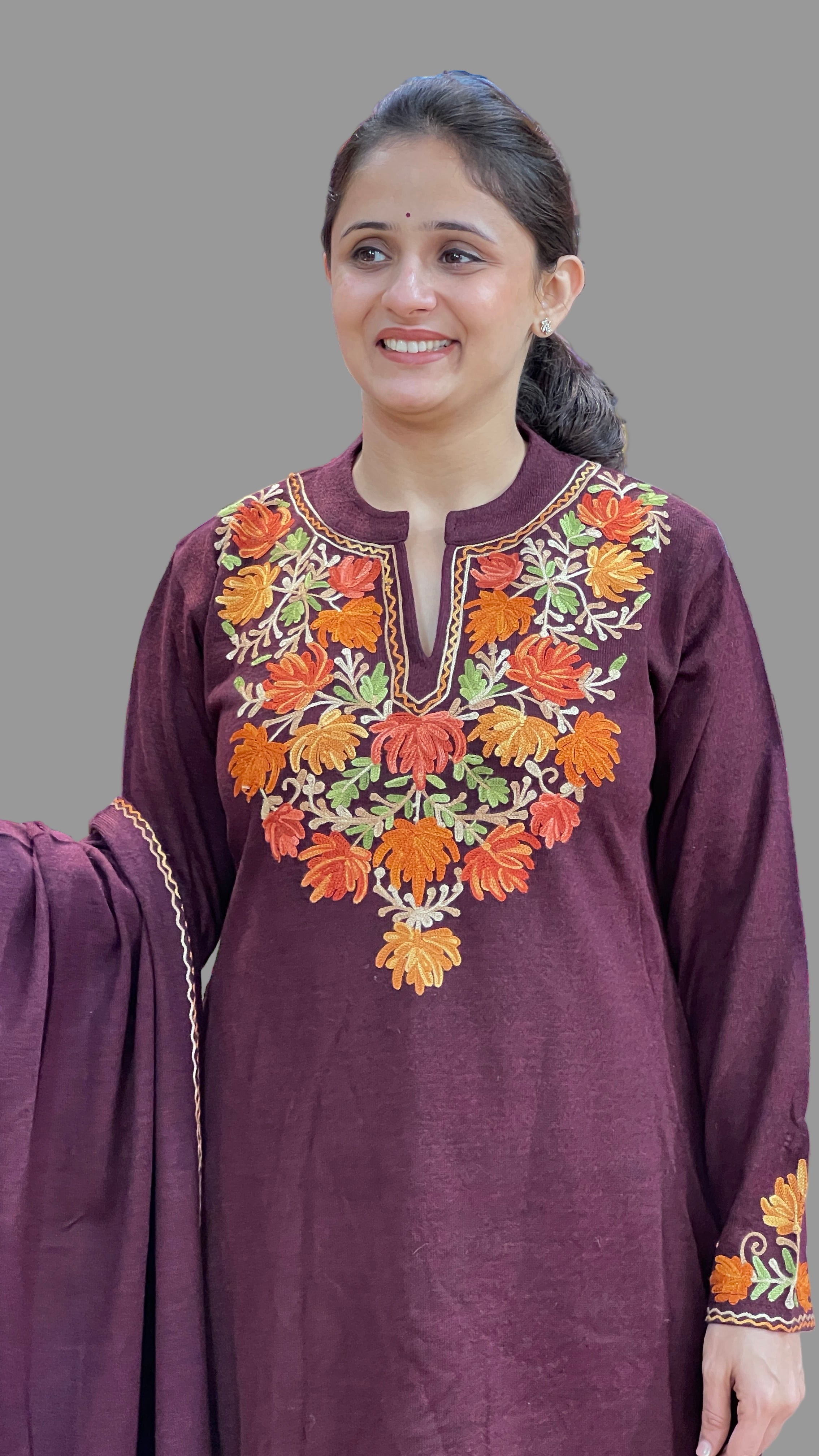 Premium daffodil embroidered suit