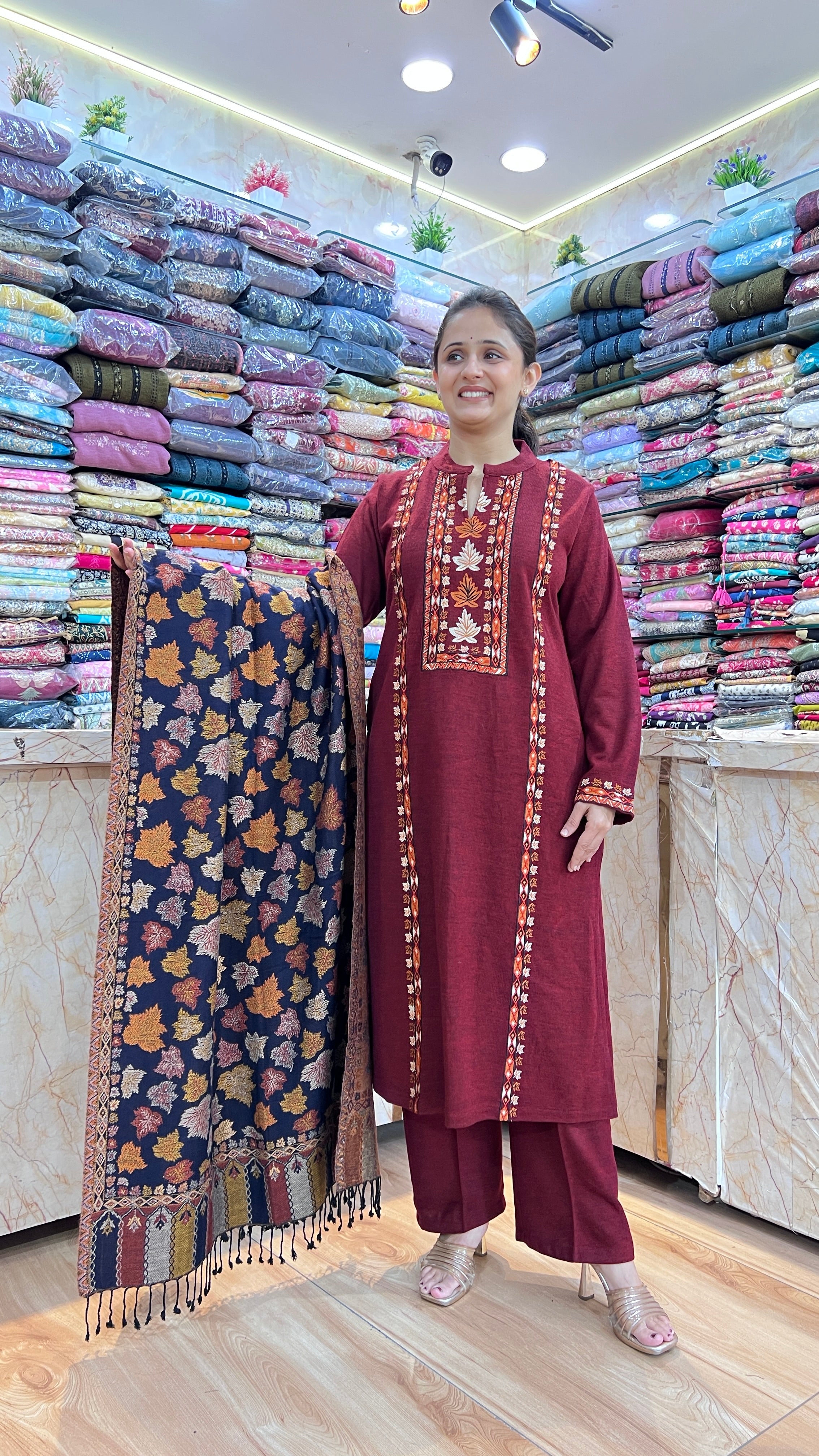 Premium daffodil embroidered suit