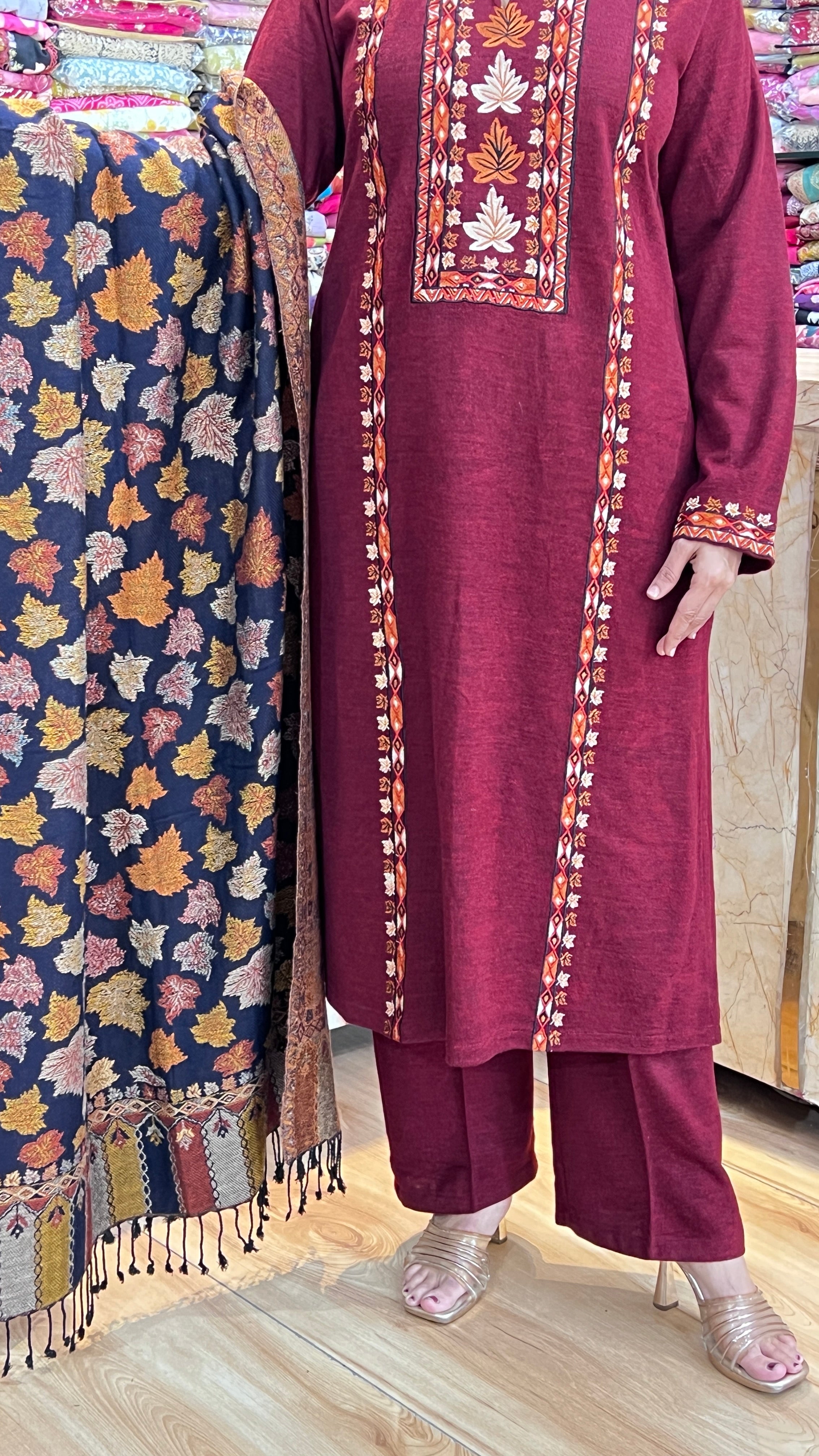 Premium daffodil embroidered suit