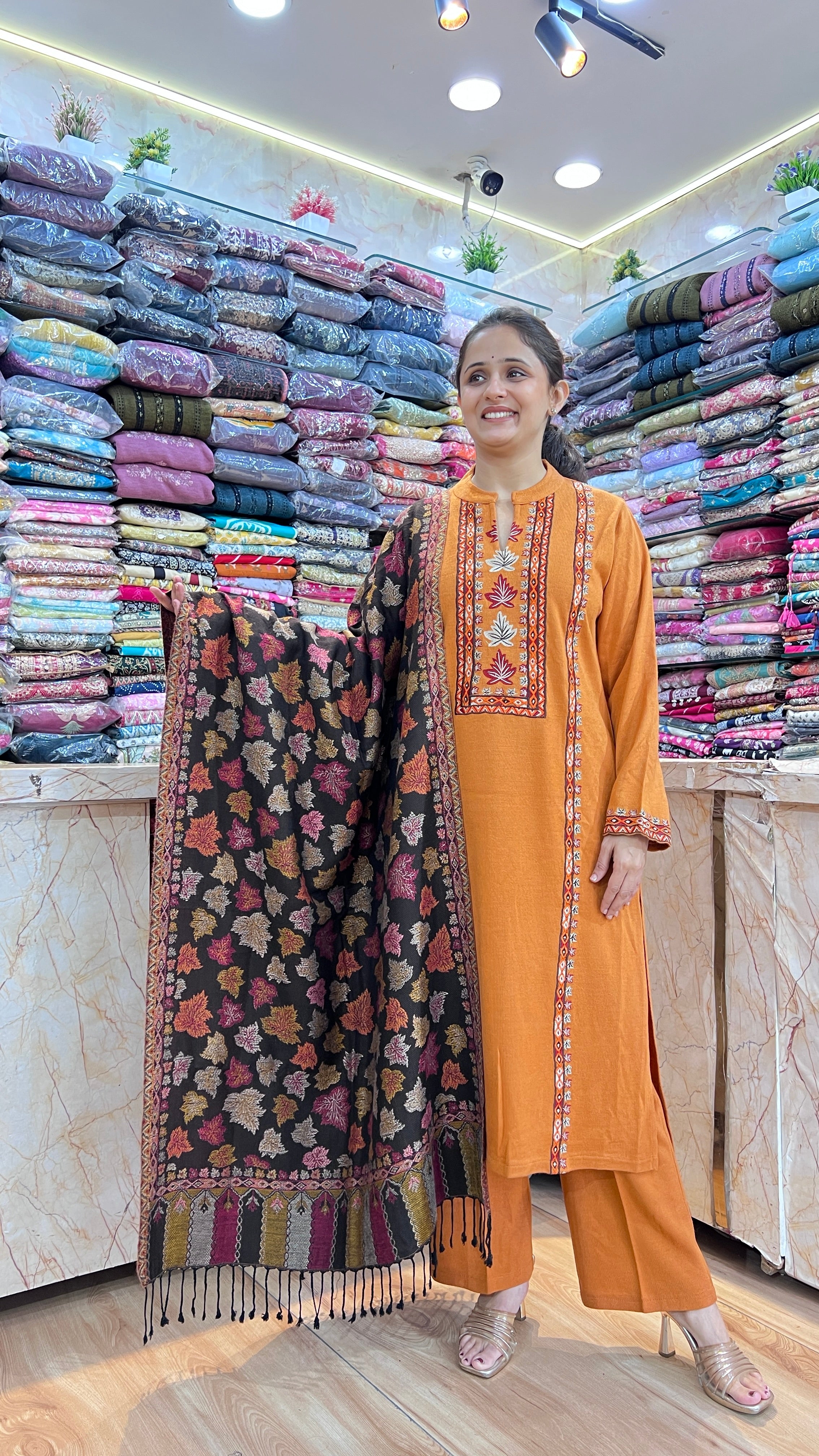 Premium daffodil embroidered suit