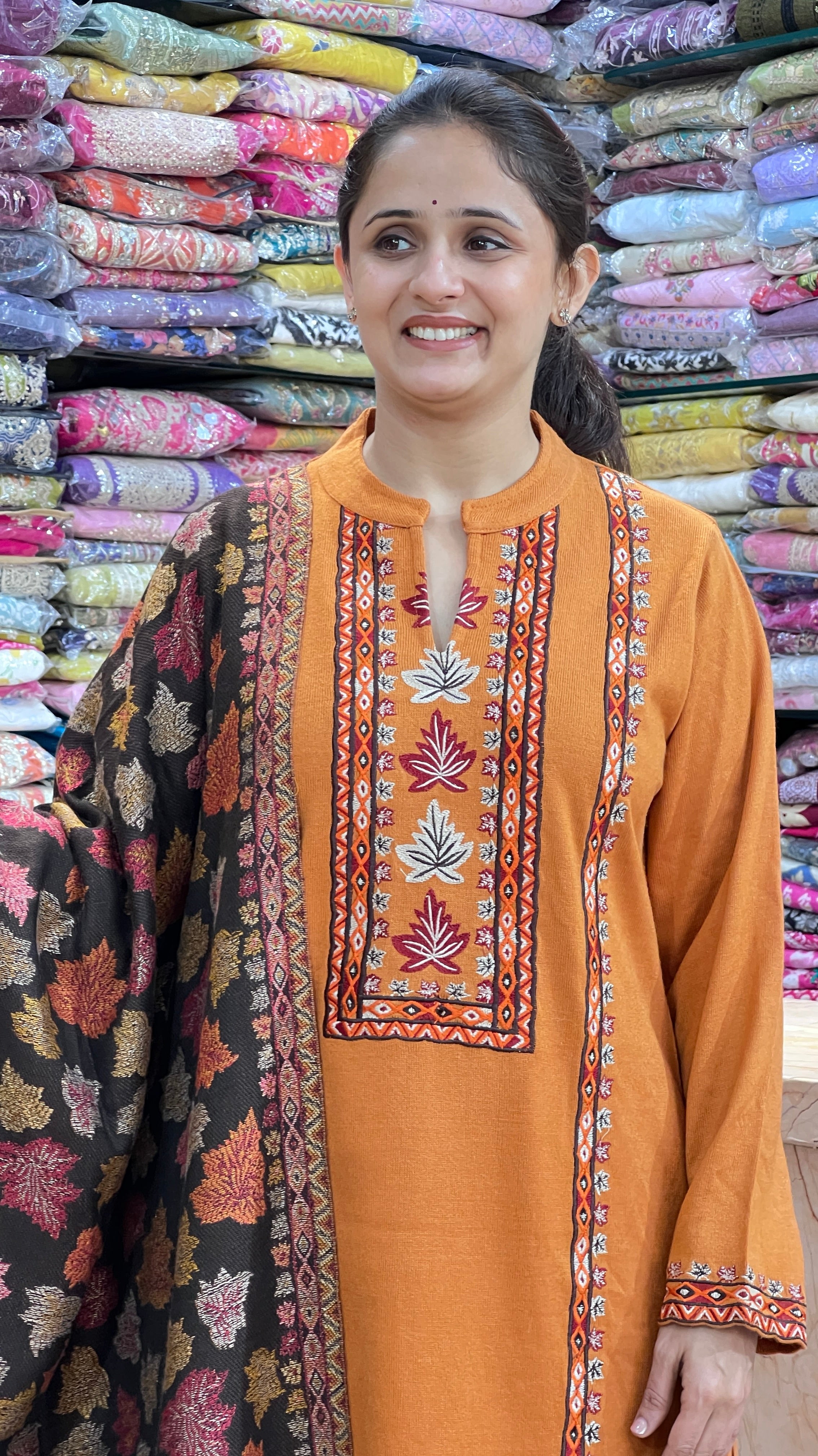 Premium daffodil embroidered suit