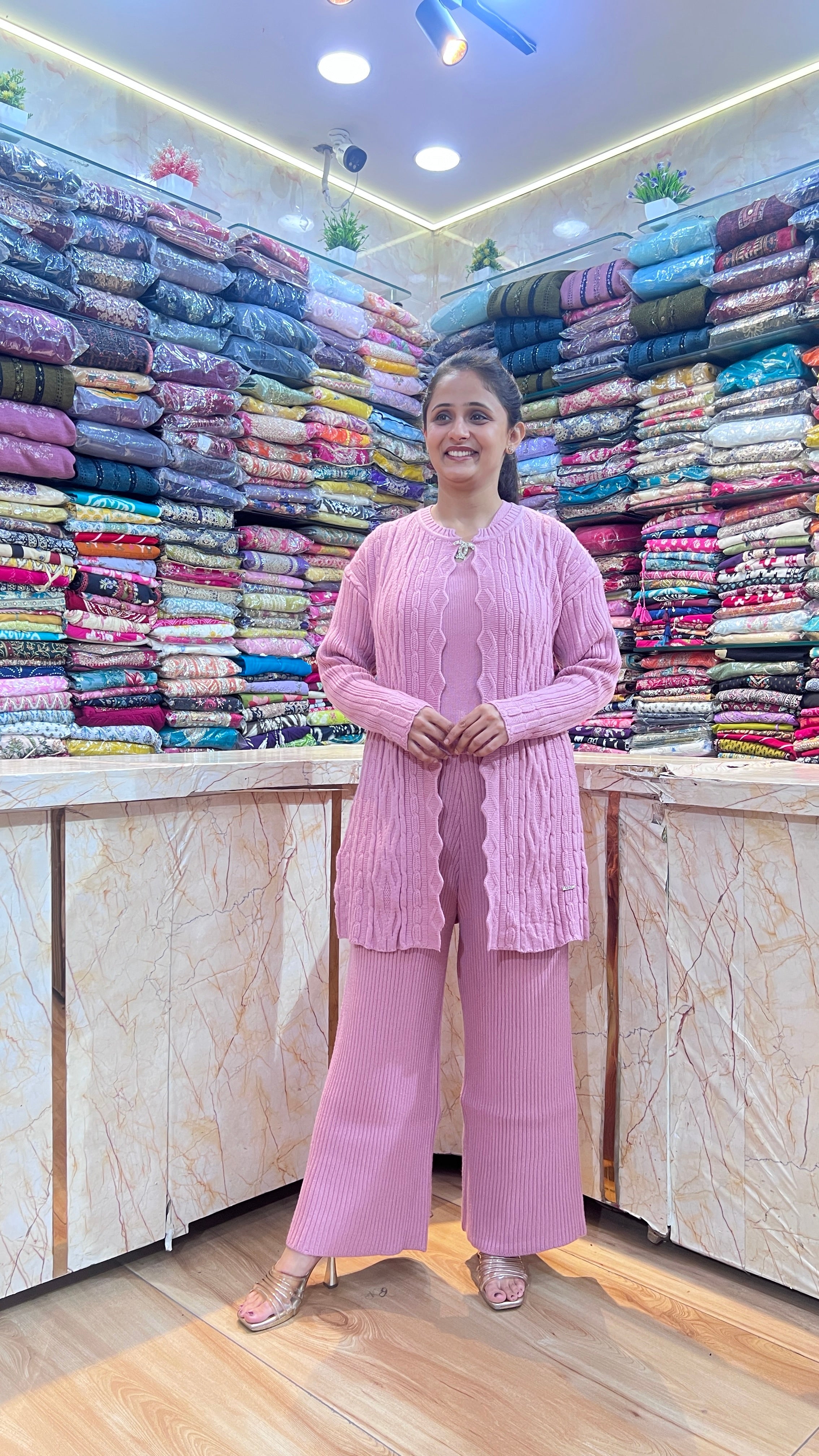 Long shrug woolen cord set (3 piece set)