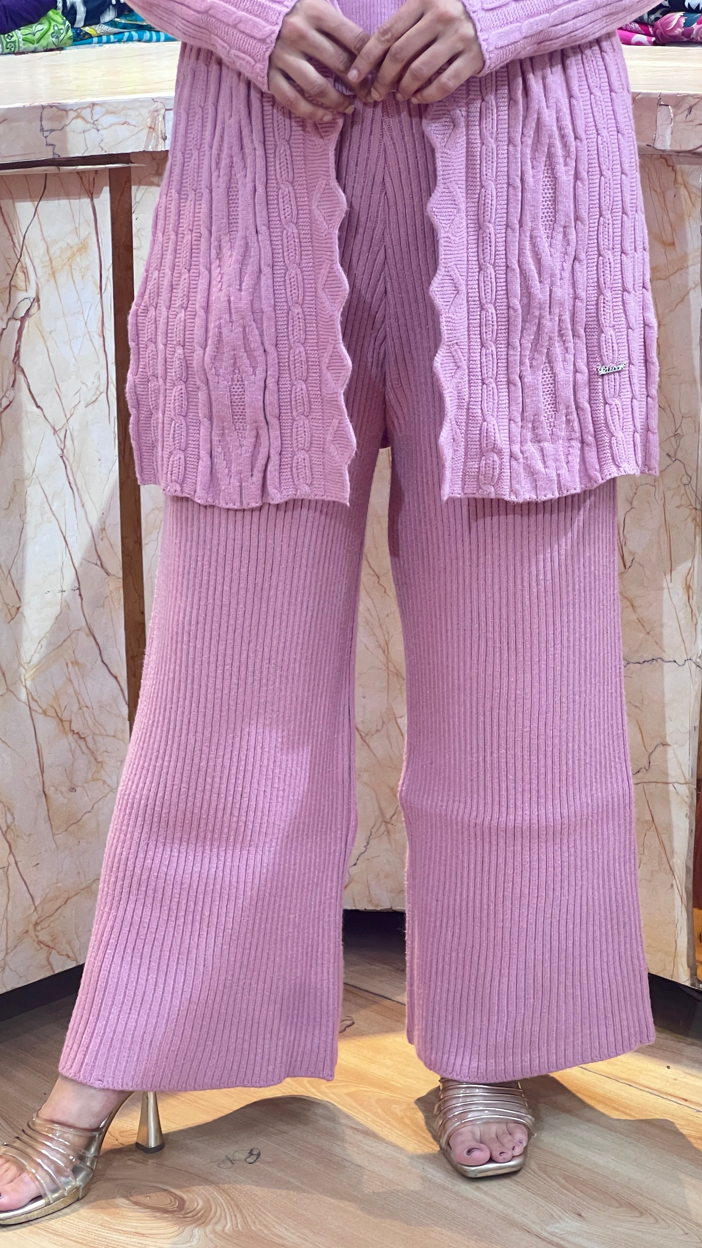 Long shrug woolen cord set (3 piece set)