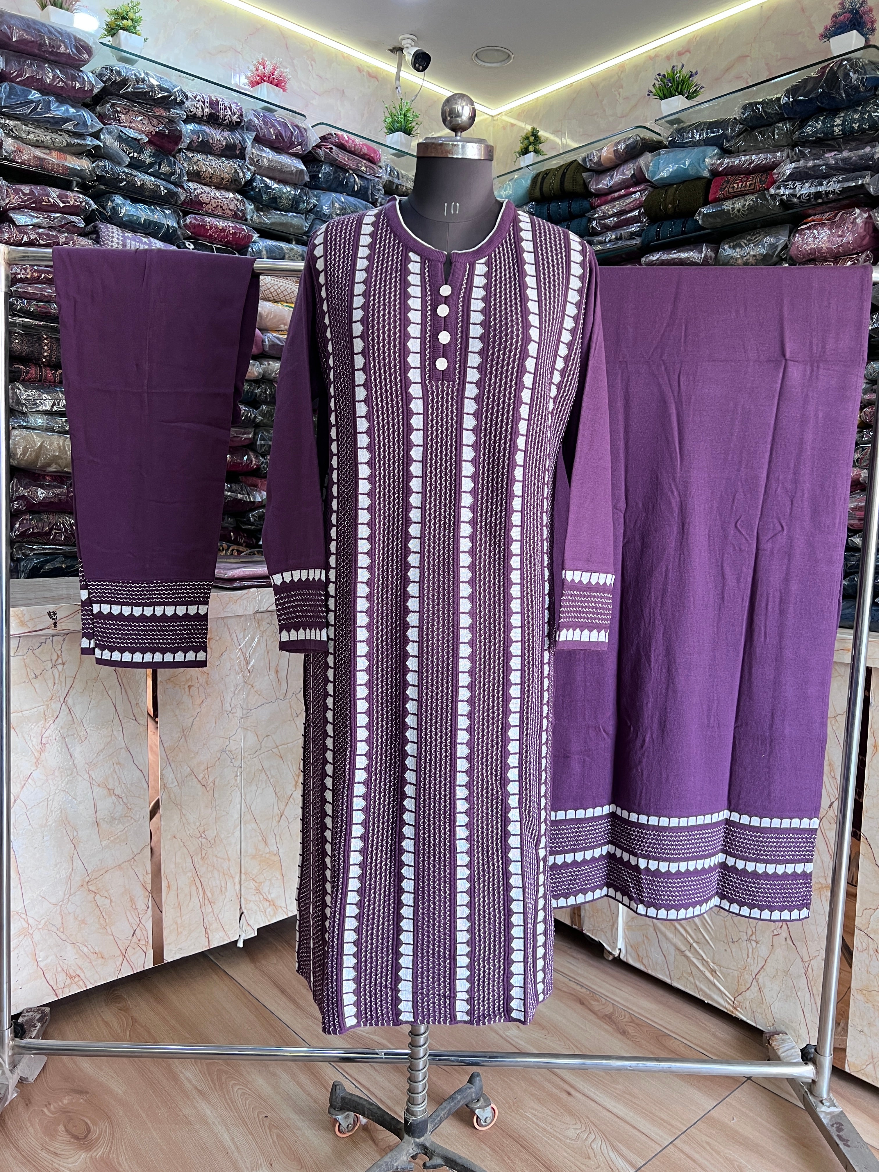 Knitted wool plus size suit (miss 11267)