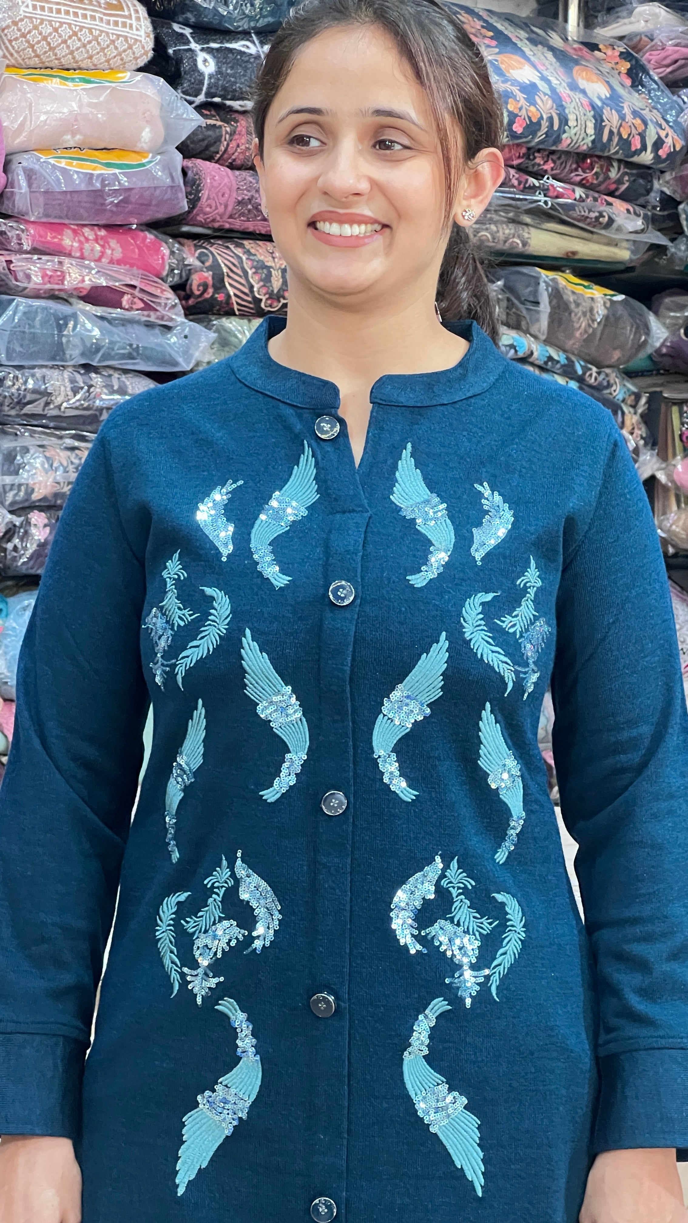 Daffodil wool long kurta cord set (1106)