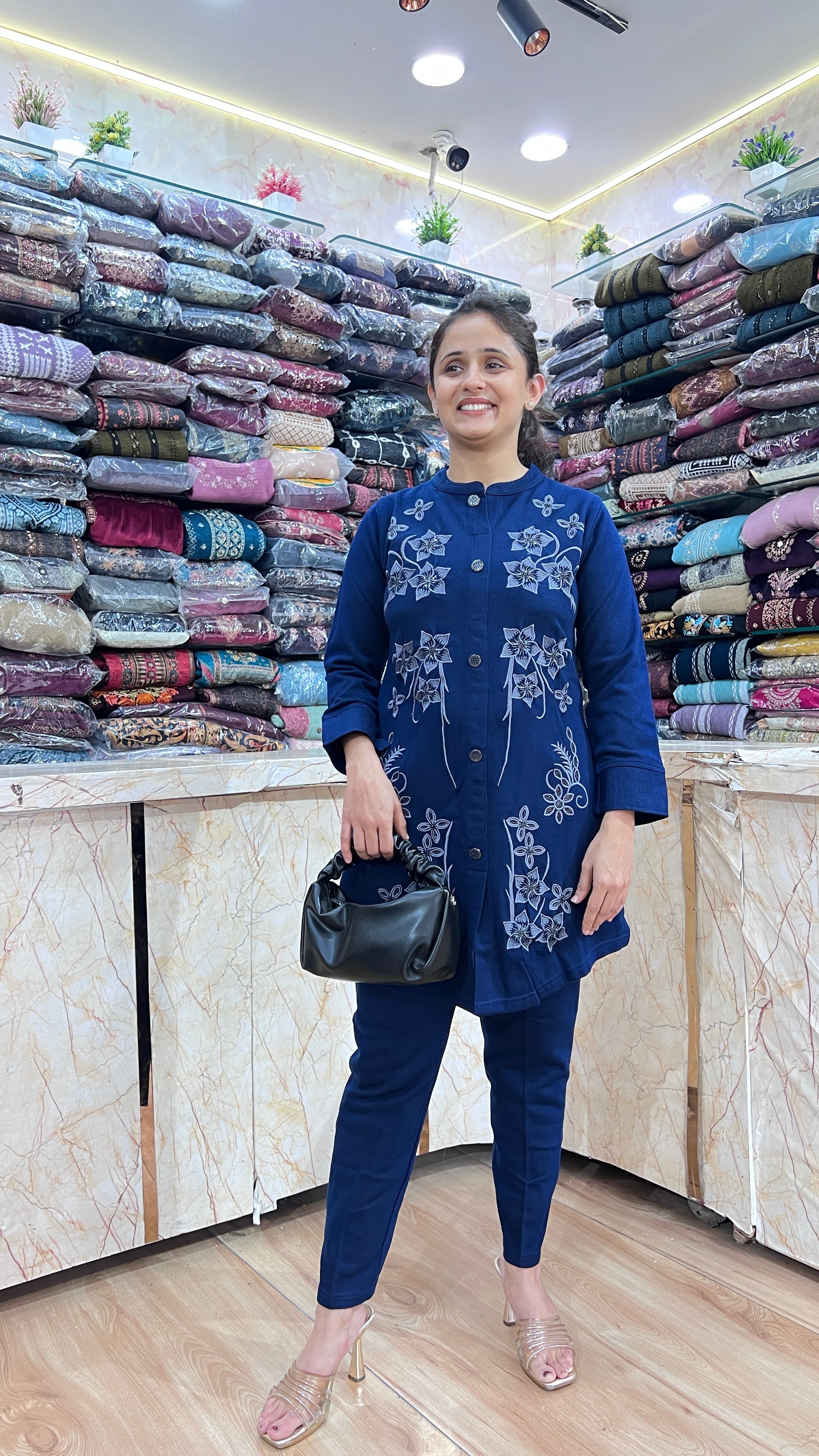 Daffodil wool long kurta cord set (1108)