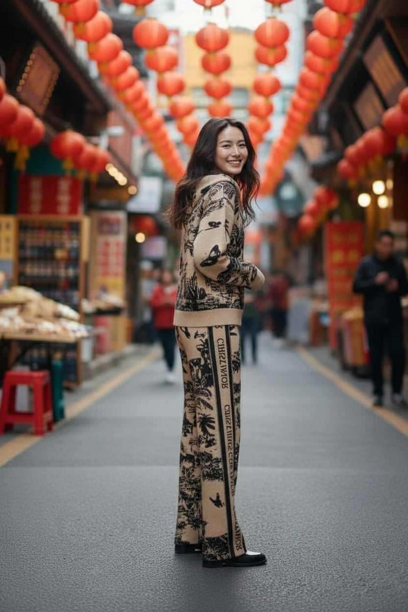 CD imported wool hoodie , zipper cord set