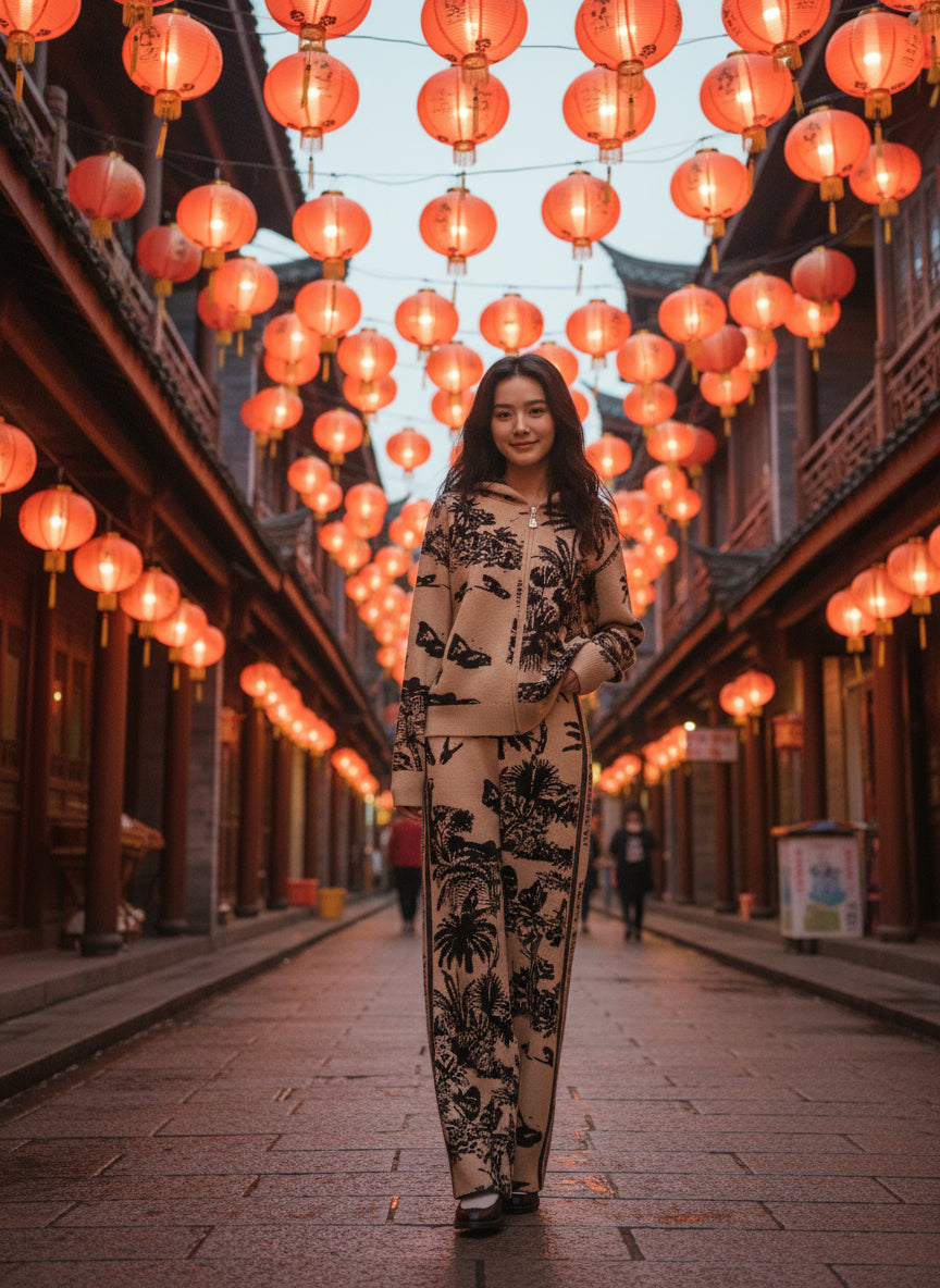 CD imported wool hoodie , zipper cord set