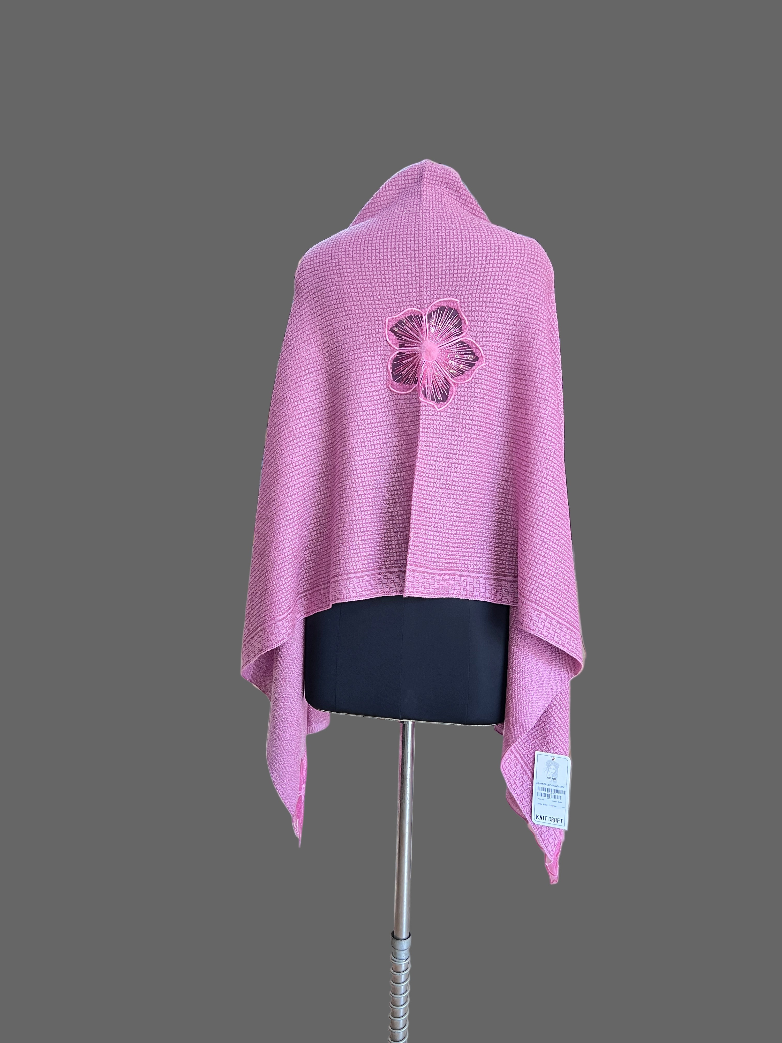 Flower knitted wool ponchu stole