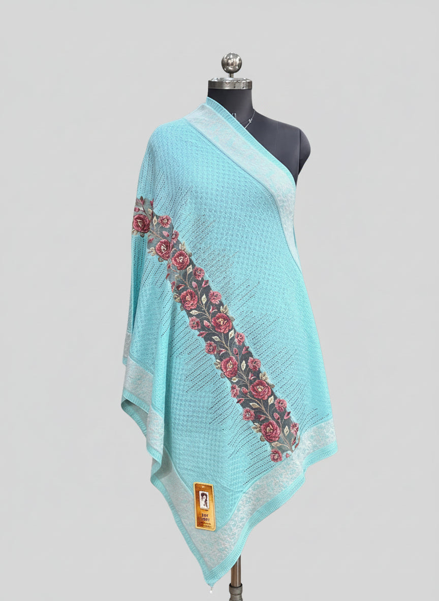 Embroidered ponchu stole