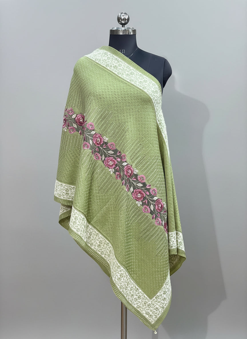 Embroidered ponchu stole