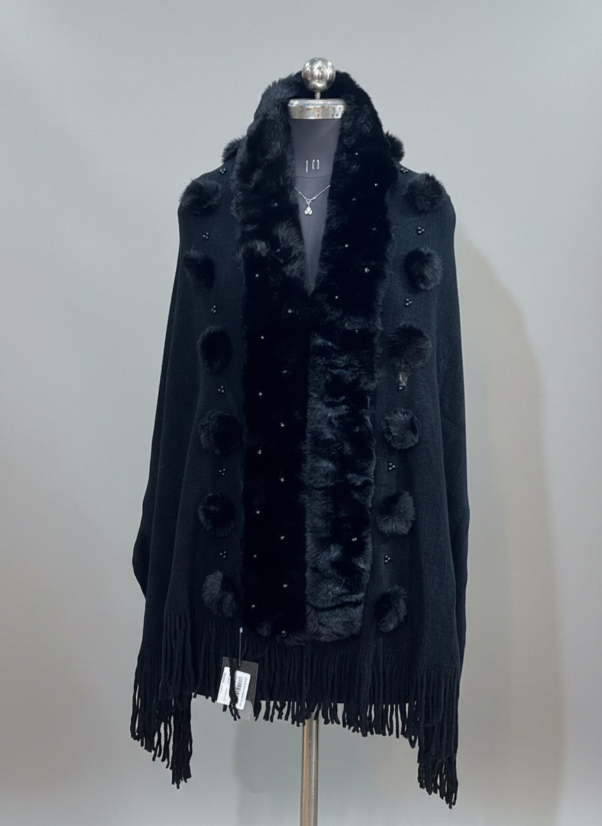 Woolen ponchu (with pom pom)