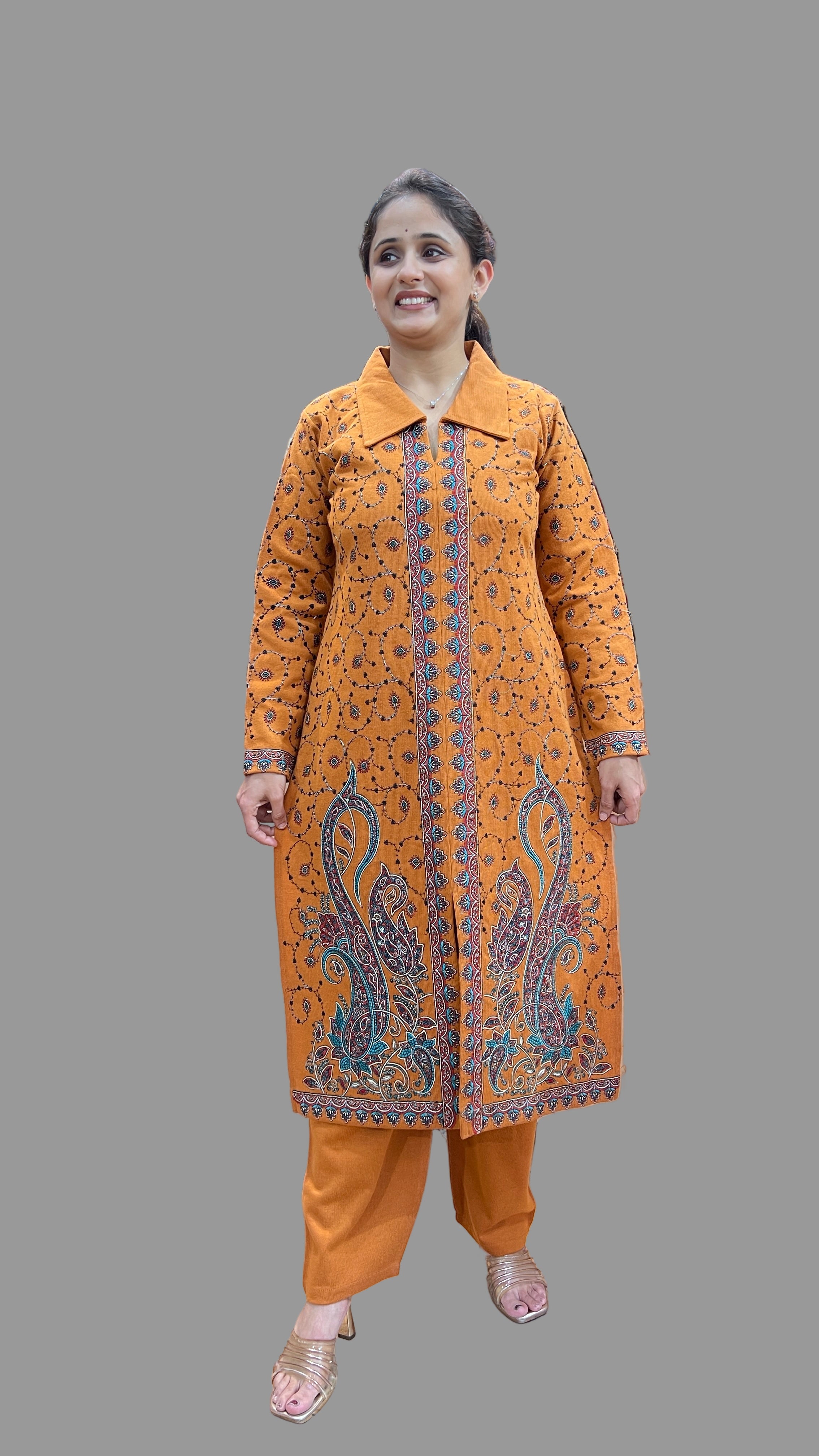 Premium daffodil wool kashmiri work suit