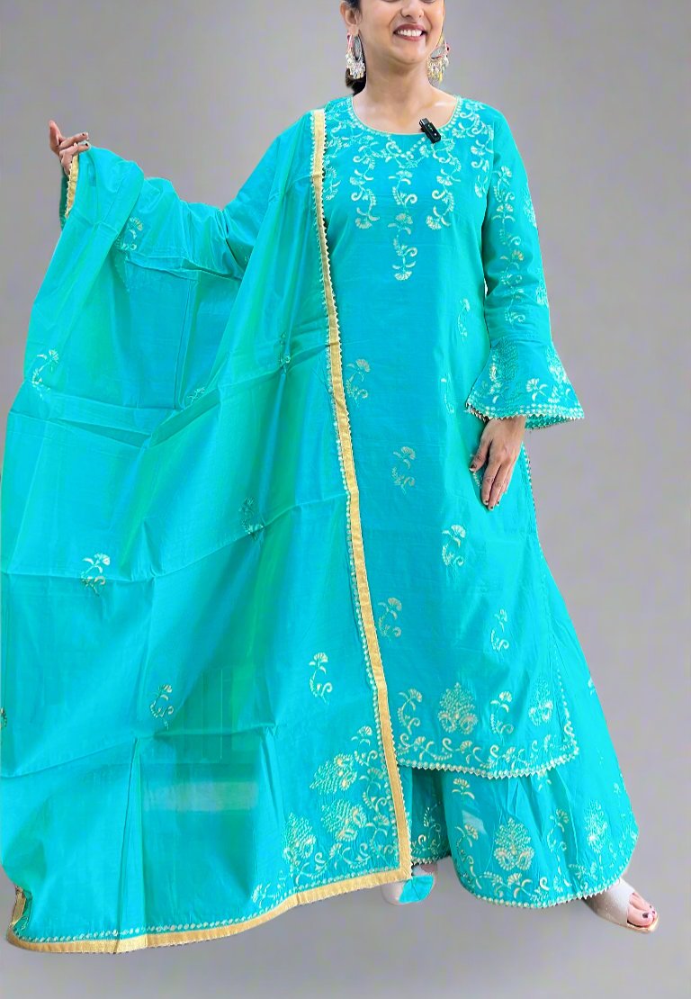 gotta patti suit with divider plazo