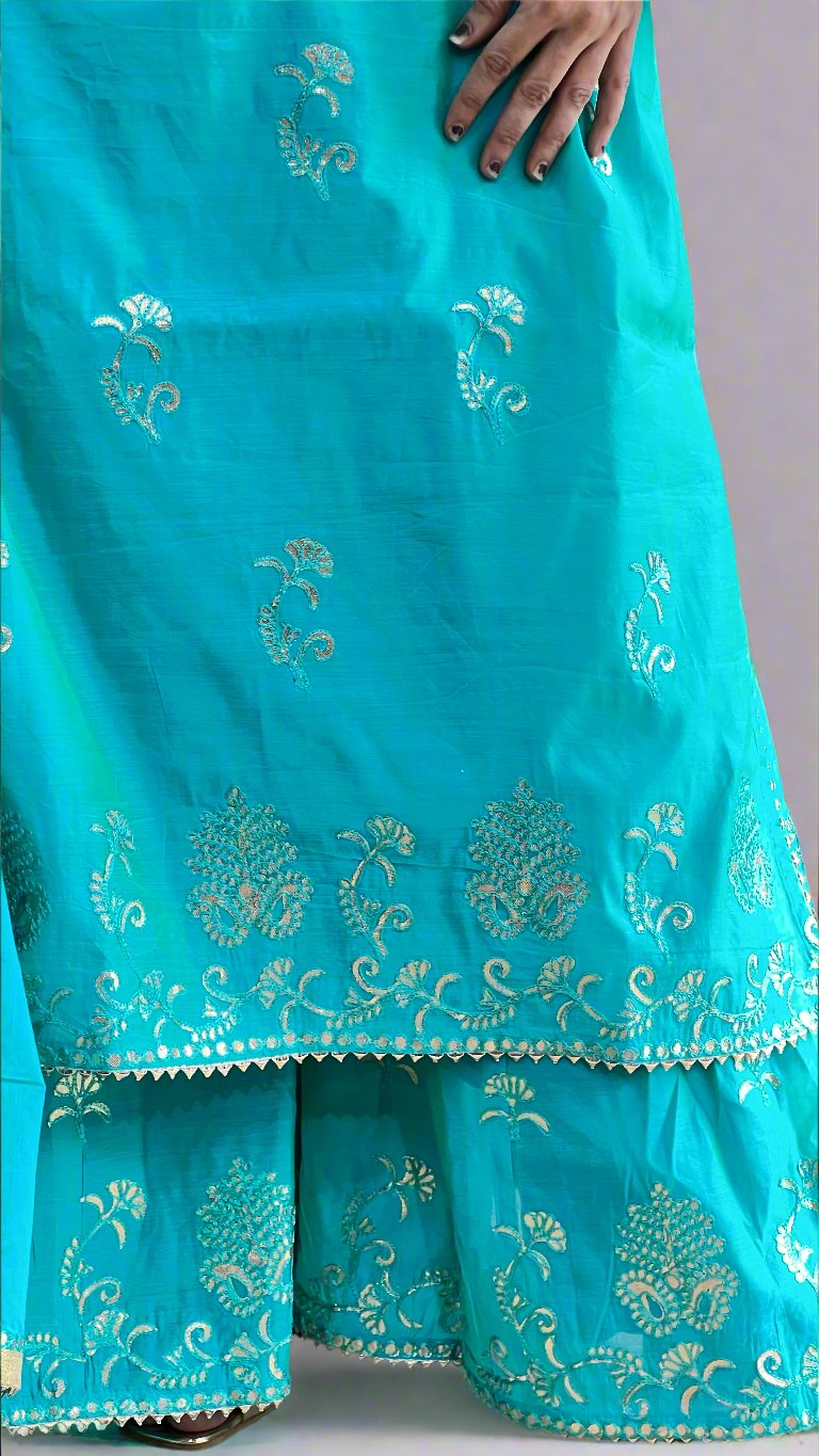 gotta patti suit with divider plazo